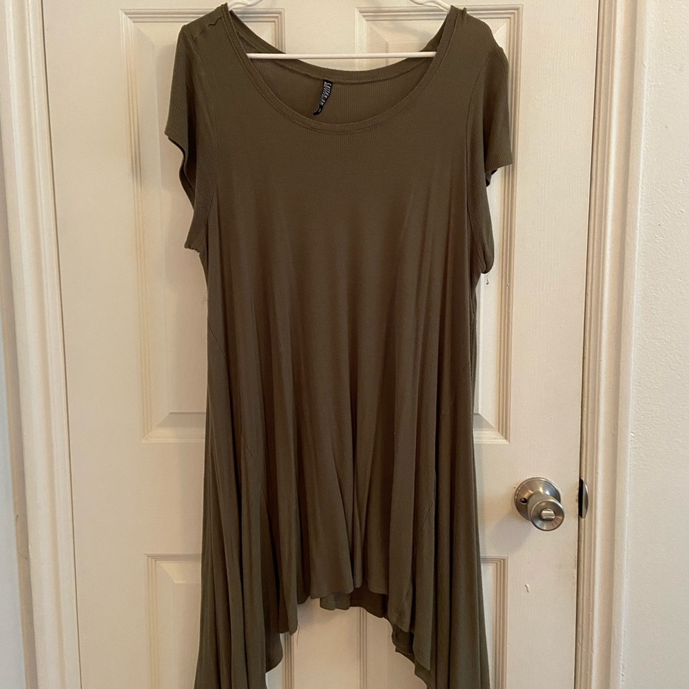 Dark sage green Cotton On high to low rise dress